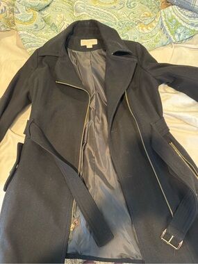 Michael Kors Black Trench Coat with Gold-Tone Zippers NWOT
NEVER WORN!